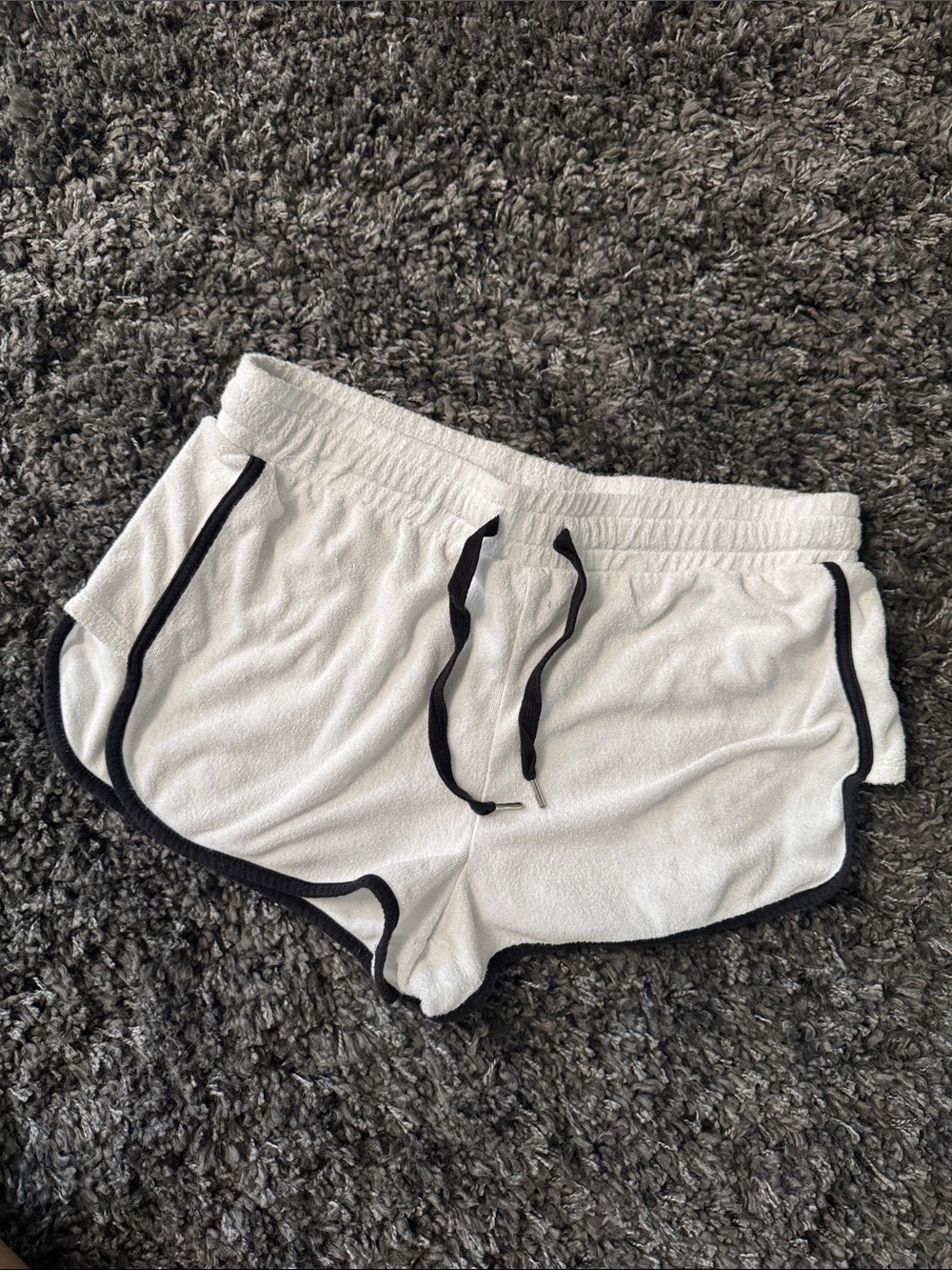 Forever 21 Terry dolphin shorts white with black piping-Size Medium